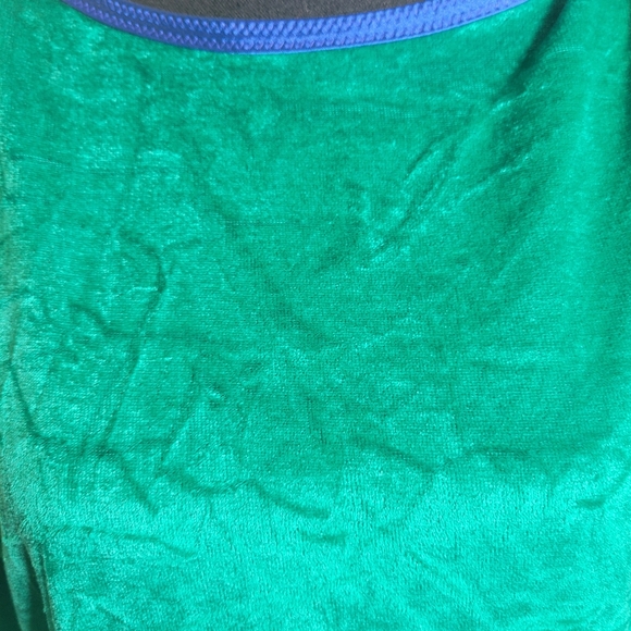 VINTAGE RARE MARY MCFADDEN ROYAL BLUE AND TEAL VELOUR CAFTAN - Picture 7 of 8